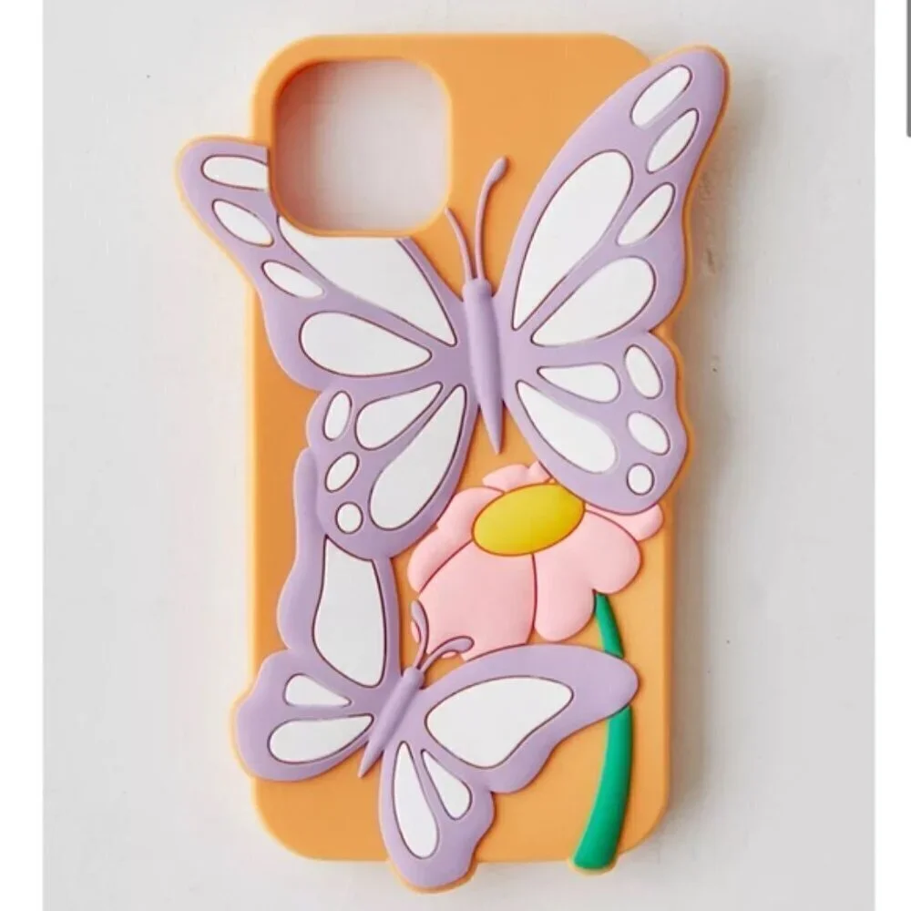 NWT UO Silicone Purple 3D Butterfly iPhone 12/12 Pro Cellphone Case